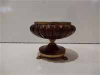 Small Brass Footed Carved Marble Vase