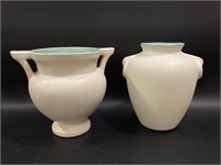 2 White Coors Pottery Vases, Matte Finish,