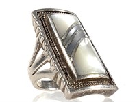 Sterling MOP Ring 17g TW Sz 6.5