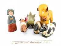 (6) Leather/Cloth Animals and Lady - (2) Dogs, (2)
