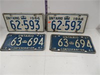 2 pairs of Ontario plates