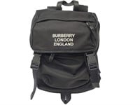 Black Nylon Leather Accents Buckle Backpack