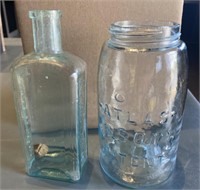 2 blue glass jars/ No Shipping