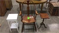 Chair, 2 side tables