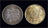 2 US Morgan silver dollars: 1881 O & 1896; as is