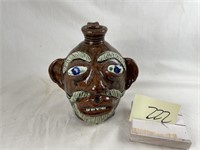 Albert Hodge southern pottery jug face 7" tall