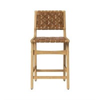 Ceylon Woven Barstool Brown/Natural Wood-Threshold