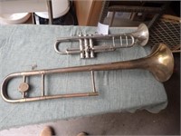 Brass Trumpet w/o Mouth Piece, Brass Trombone