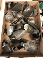 Approximately 18 early tin scoops