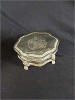Vtg Silver Plated Jewelry Box with Lid