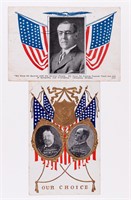 TAFT AND WILSON CAMPAIGN POSTCARDS (2)