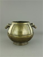 Chinese Bronze Censer w/ Handles Ming Xuande MK