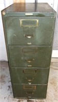 Vintage wooden 4 drawer filing cabinet.