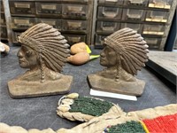 2PC BRASS NATIVE AMERICAN THEME BOOKENDS
