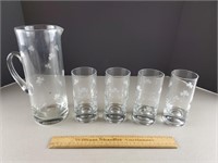 Clover Glass Pitcher & Glasses