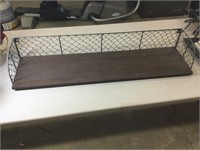 Wooden and metal shelf 36” long x 9” deep