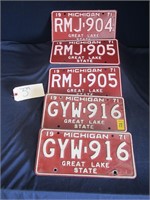 Lot of 5 Vintage 1971 Michigan License Plates