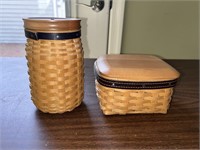 Two LONGABERGER Baskets w/ Wooden Lids