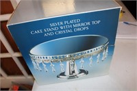 Silver plated cake stand with mirror top