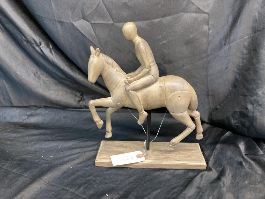 COLLECTIBLE WOODEN HORSE / RIDER FIGURE