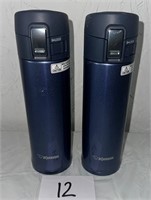 TWO 16 Oz Smoky Blue Stainless Steel Mugs