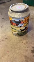 Pained Milk jug decor, 14” tall, 10” diameter