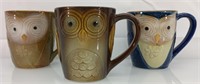 3 pc Elite Couture owl coffee mugs large