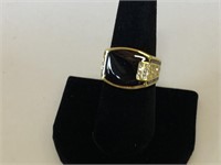 Mens Black Onyx and Diamond Accent Ring