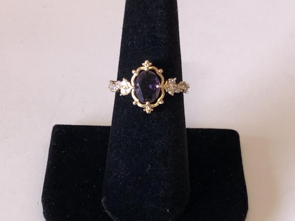 Beautiful Amethyst and Diamond Accent Ring