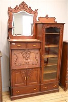 CARVED CHINA CABINET/DESK 45"X16"X82"