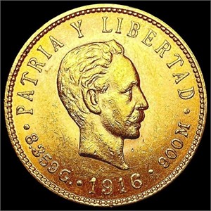 1916 Mexico .1206oz Gold 5 Pesos CLOSELY