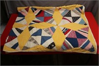 Yellow Star Designed Quilt - 61" x 80"
