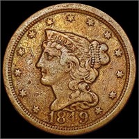 1849 Braided Hair Half Cent CLOSELY UNCIRCULATED