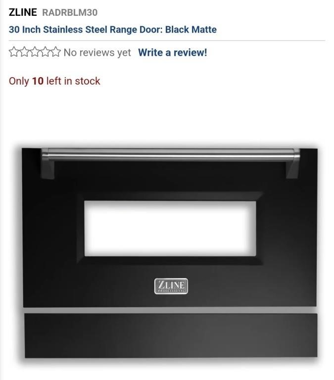 Z Line 30" Stainless Steel Range Door-Matte Black
