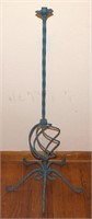 Vintage blue painted wrought iron candle stick