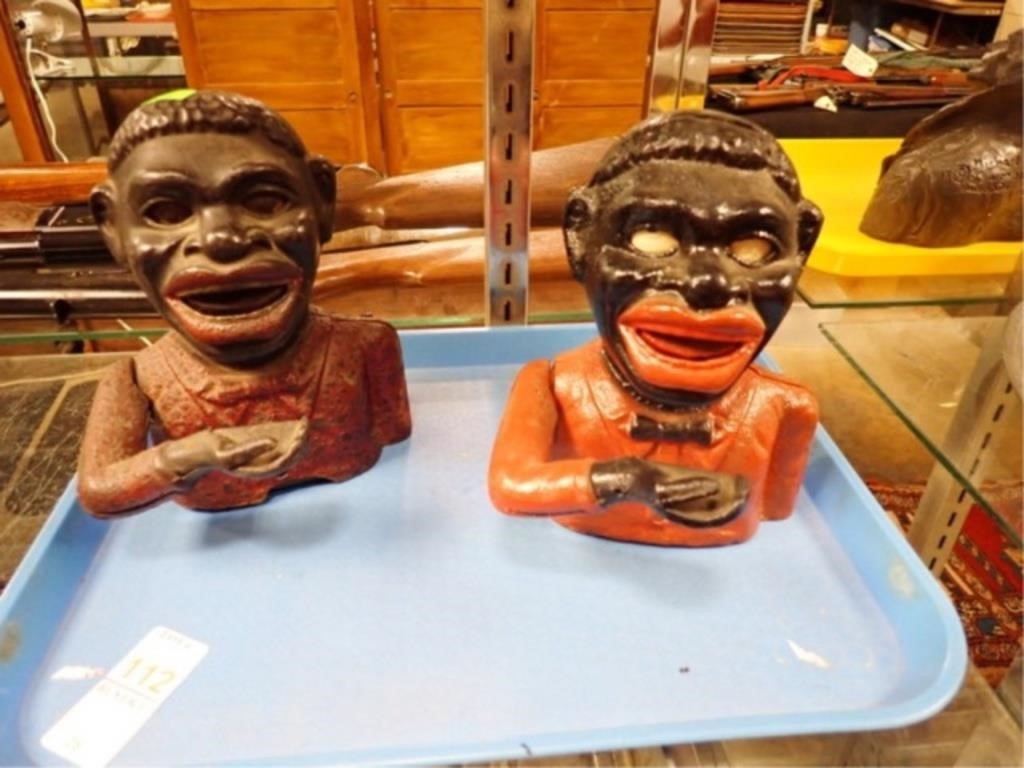 2 CAST ETHNIC CARICATURE COIN BANKS