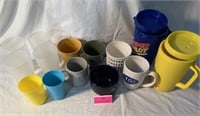 Assortment of coffee and plastic cups