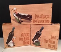 (3) “Jean & Francois” Wine Bottle Holders