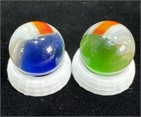 (2) Vitro Helmet Marbles Mint 5/8”