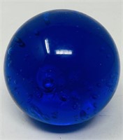 Blue Art Glass Bubble Paperweight