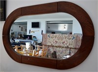 Oval Mirror w/ Wooden Frame