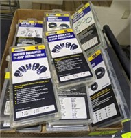 BOX OF FASTENERS, CLAMPS, O RINGS, MISC