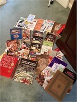 Group of cookbooks & dictionary