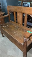 Antique Oak Hall Bench w/Storage