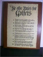 11 x 14 wood golf rules wall plaque
