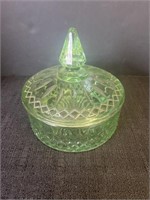 Indiana green glass lidded candy dish