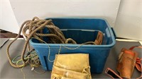 Tote of two tool belts and rope