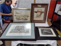 4 Framed Art Pieces Including clint Eastwood