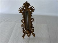 ORNATE BRASS FIGURAL THERMOMETER / STAND