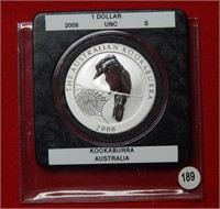 2008 Australia Dollar Kookaburra 1 Ounce Silver